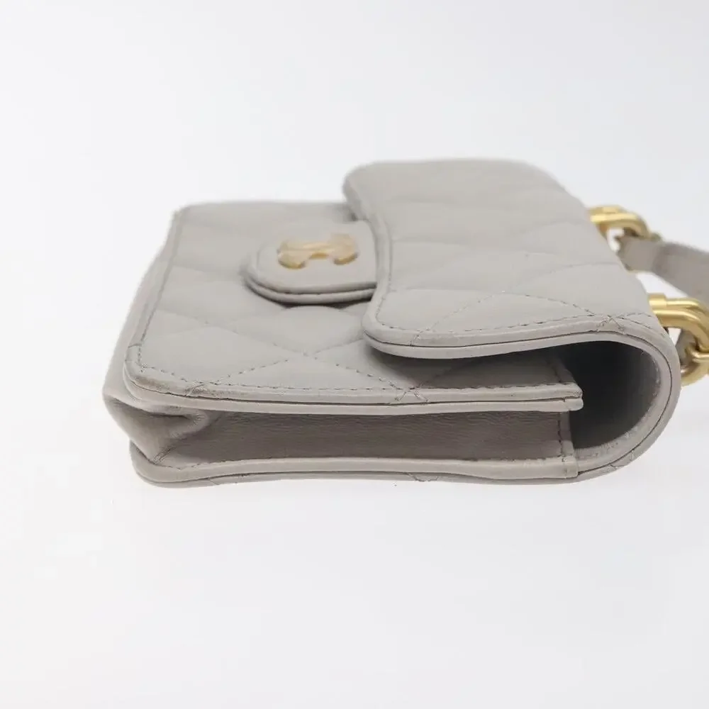 Chanel Matelasse Lambskin Chain Wallet Shoulder Bag Gray